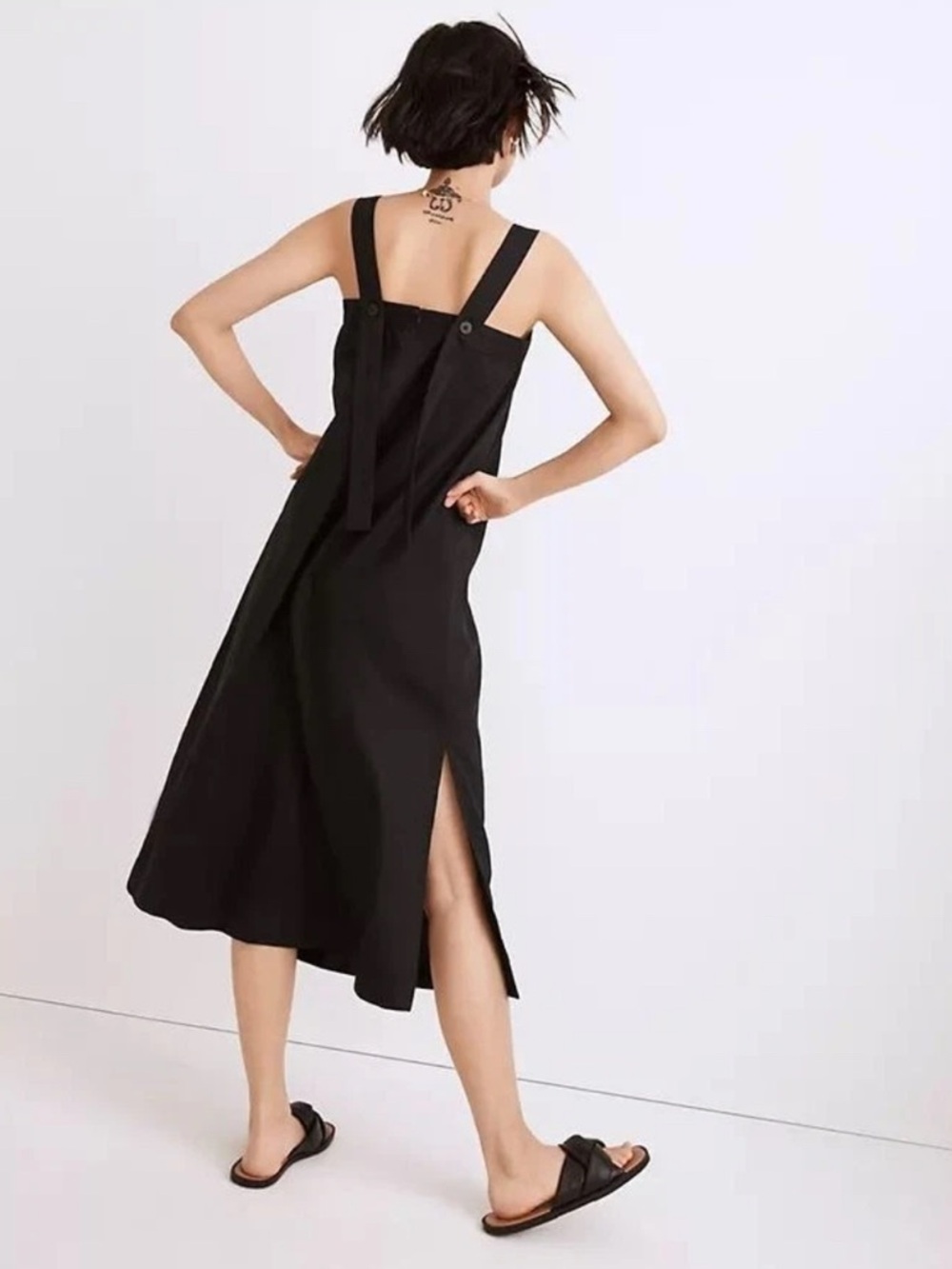 Madewell Linen-Cotton Princess-Seamed Midi Dress M - Picture 11 of 12